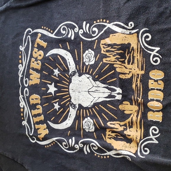 Zutter Wild West Rodeo Black Distressed Graphic 100% Cotton Short Sleeve Tee S - Picture 5 of 9